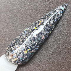 Chunky Silver Glitter Nail Dip Powder Holographic Nails Art